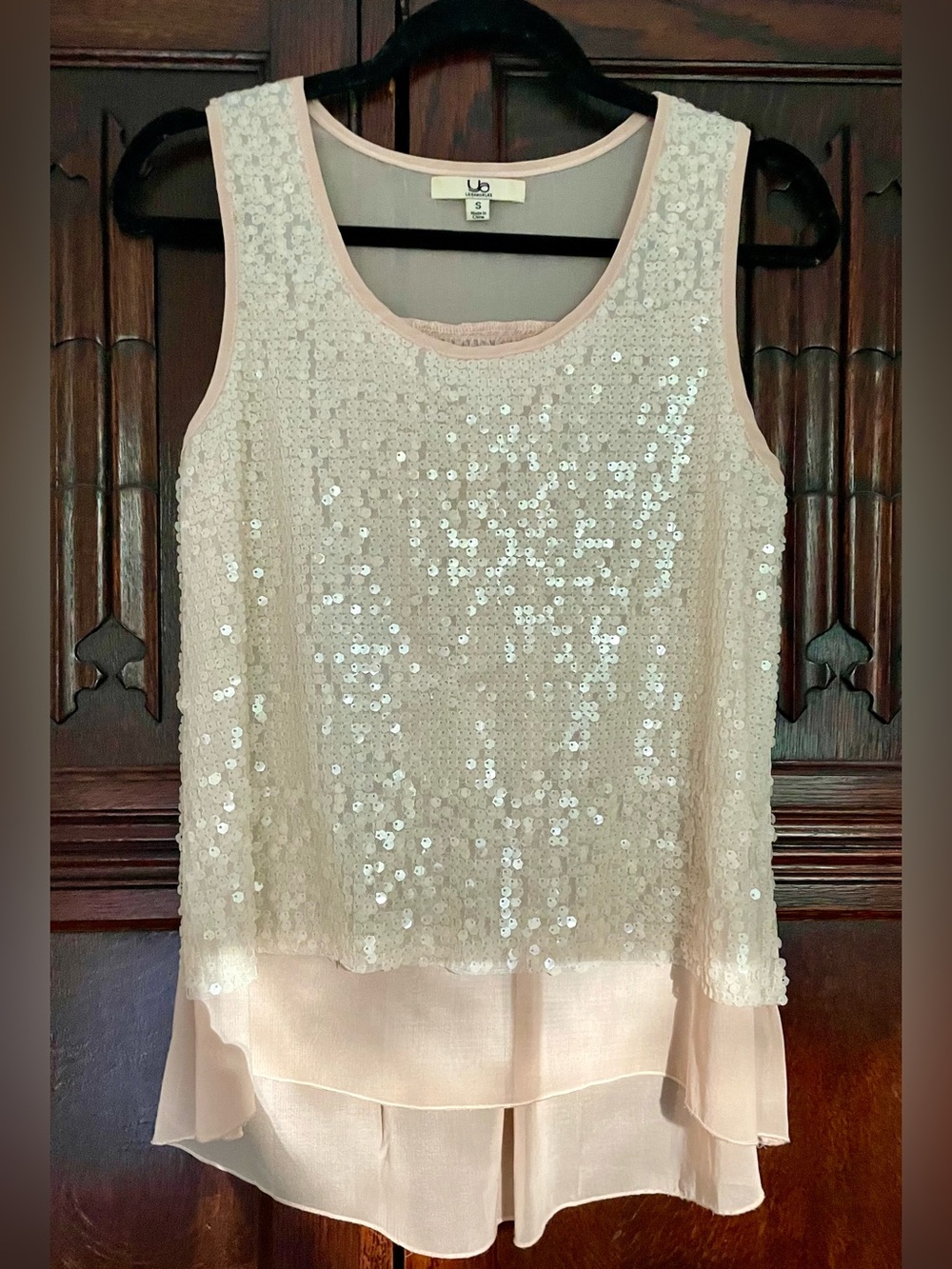 Ya Vintage Baby Pink Sleeveless Sequin Top Size S